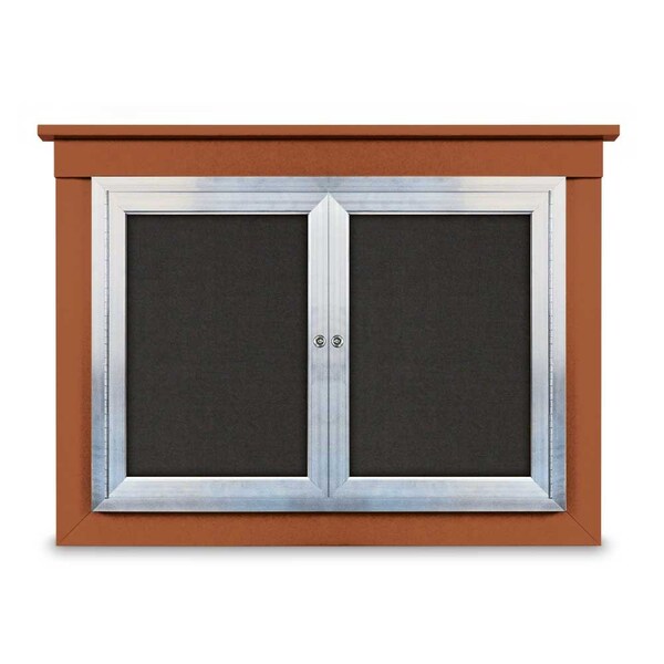 18"x24" 1-Door Enclosed Letterboard, Blue Vinyl/Cherry